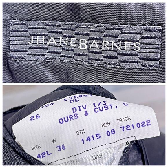 Jhane Barnes Vintage Wool Hopsack Suit Gray 3 Button Mens 42L 36W Pleated Pants - Picture 13 of 13